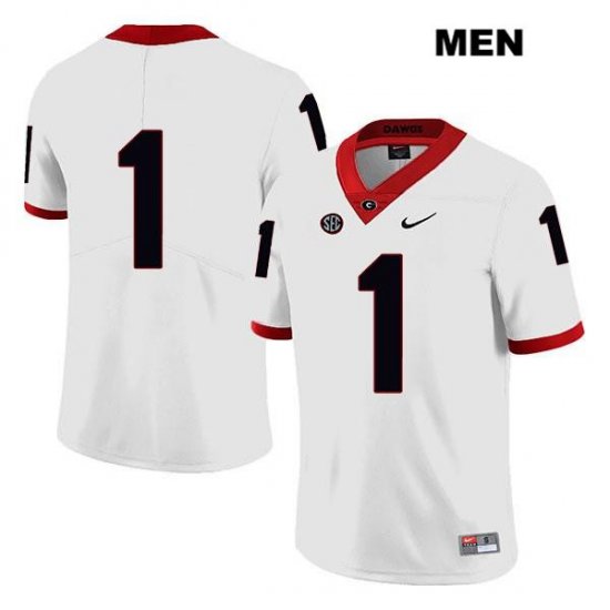 Men's Georgia Bulldogs NCAA #1 Divaad Wilson Nike Stitched White Legend Authentic No Name College Football Jersey RIR4854UO